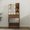 vidaXL Sminkbord>Sminkbord med LED brun ek 60x40x140 cm