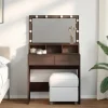 vidaXL Sminkbord>Sminkbord med LED brun ek 80x41x134,5 cm