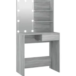 vidaXL Sminkbord>Sminkbord med LED grå sonoma 74,5x40x141 cm
