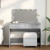 vidaXL Sminkbord>Sminkbord med LED grå sonoma 100x40x120 cm