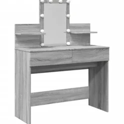 vidaXL Sminkbord>Sminkbord med LED grå sonoma 100x40x130 cm