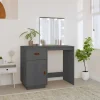 vidaXL Sminkbord>Sminkbord med LED grå 95x50x133,5 cm massiv furu