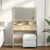 vidaXL Sminkbord>Sminkbord med LED sonoma-ek 80x41x134,5 cm