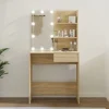 vidaXL Sminkbord>Sminkbord med LED sonoma-ek 74,5x40x141 cm konstruerat trä