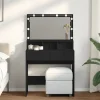 vidaXL Sminkbord>Sminkbord med LED svart 80x41x134,5 cm