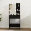 vidaXL Sminkbord>Sminkbord med LED svart 60x40x140 cm