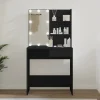 vidaXL Sminkbord>Sminkbord med LED svart 74,5x40x141 cm