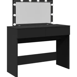 vidaXL Sminkbord>Sminkbord med LED svart 100x40x120 cm