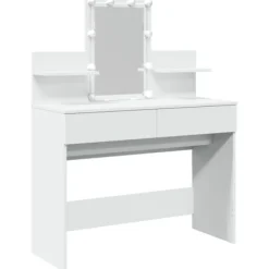 vidaXL Sminkbord>Sminkbord med LED vit 100x40x130 cm
