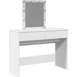 vidaXL Sminkbord>Sminkbord med LED vit 100x40x130 cm
