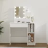 vidaXL Sminkbord>Sminkbord med LED vit 86,5x35x136 cm
