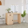 vidaXL Sminkbord>Sminkbord med LED 95x50x133,5 cm massiv furu