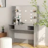 vidaXL Sminkbord>Sminkbord med LED-belysning 100x40x135 cm MDF betonggrå