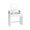 Pavil Sminkbord>Sminkbord med LED-belysning med 2 Lådor och 3 Öppna fack, Modern Toalettbord, Vitt