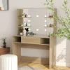 vidaXL Sminkbord>Sminkbord med LED-belysning 100x40x135 cm MDF ek