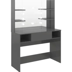 vidaXL Sminkbord>Sminkbord med LED-belysning 100x40x135 cm MDF grå