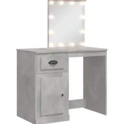vidaXL Sminkbord>Sminkbord med LED-lampor betonggrå 90x42x132,5 cm