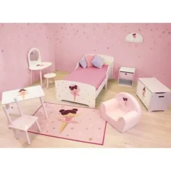 FUN HOUSE Sminkbord>Sminkbord med pall - Ballerinadansös - - H.48 X L.60 X D.40 / H.27 X L.28 X D.28 cm