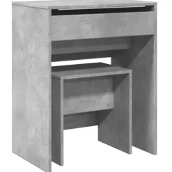 vidaXL Sminkbord>Sminkbord med pall betonggrå 60x40x113,5 cm