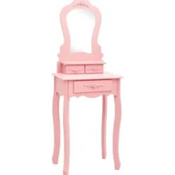 vidaXL Sminkbord>Sminkbord med pall rosa 50x59x136 cm paulowniaträ