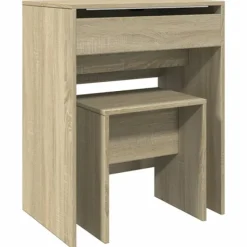 vidaXL Sminkbord>Sminkbord med pall sonoma-ek 60x40x113,5 cm