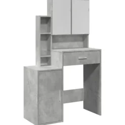 vidaXL Sminkbord>Sminkbord med skåp betonggrå 80x35x132 cm