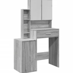 vidaXL Sminkbord>Sminkbord med skåp grå sonoma 80x35x132 cm