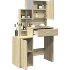 vidaXL Sminkbord>Sminkbord med skåp svart 80x35x132 cm