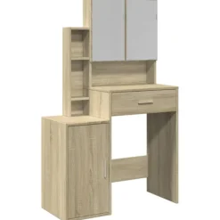 vidaXL Sminkbord>Sminkbord med skåp svart 80x35x132 cm