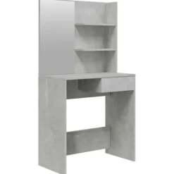 vidaXL Sminkbord>Sminkbord med spegel betonggrå 74,5x40x141 cm