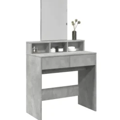 vidaXL Sminkbord>Sminkbord med spegel betonggrå 80x41x144,5 cm
