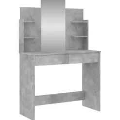 vidaXL Sminkbord>Sminkbord med spegel betonggrå 96x39x142 cm