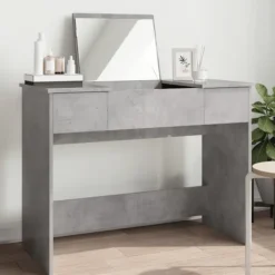 vidaXL Sminkbord>Sminkbord med spegel betonggrå 100x45x76 cm