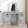 vidaXL Sminkbord>Sminkbord med spegel betonggrå 130x50x132,5 cm