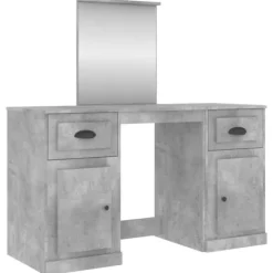 vidaXL Sminkbord>Sminkbord med spegel betonggrå 130x50x132,5 cm