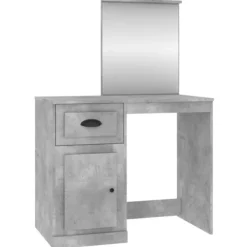 vidaXL Sminkbord>Sminkbord med spegel betonggrå 90x50x132,5 cm konstruerat trä