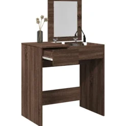 vidaXL Sminkbord>Sminkbord med spegel brun ek 73x46,5x120 cm