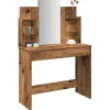 vidaXL Sminkbord>Sminkbord med spegel gammalt trä 96x39x142 cm