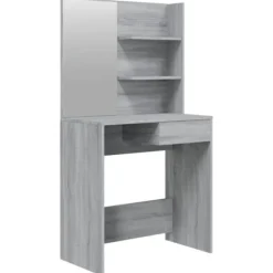 vidaXL Sminkbord>Sminkbord med spegel grå sonoma 74,5x40x141 cm