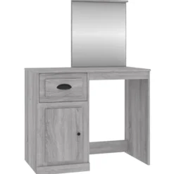 vidaXL Sminkbord>Sminkbord med spegel grå sonoma 90x50x132,5 cm konstruerat trä
