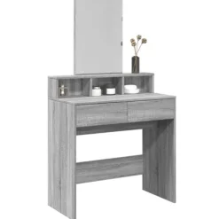 vidaXL Sminkbord>Sminkbord med spegel grå sonoma 80x41x144,5 cm