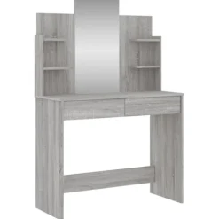 vidaXL Sminkbord>Sminkbord med spegel grå sonoma 96x39x142 cm