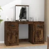 vidaXL Sminkbord>Sminkbord med spegel rökfärgad ek 130x50x132,5 cm