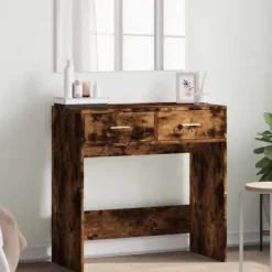 vidaXL Sminkbord>Sminkbord med spegel rökfärgad ek 80x39x80 cm