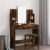 vidaXL Sminkbord>Sminkbord med spegel rökfärgad ek 96x39x142 cm