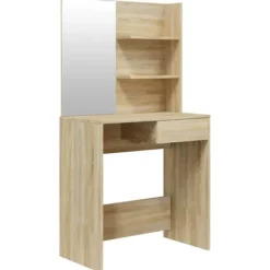 vidaXL Sminkbord>Sminkbord med spegel sonoma-ek 74,5x40x141 cm