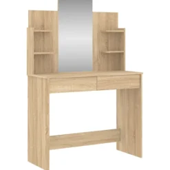 vidaXL Sminkbord>Sminkbord med spegel sonoma-ek 96x39x142 cm