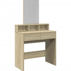 vidaXL Sminkbord>Sminkbord med spegel sonoma-ek 80x41x144,5 cm