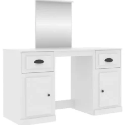 vidaXL Sminkbord>Sminkbord med spegel vit 130x50x132,5 cm