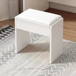 Pallar>Sminkspegelpall Enkel Bytstol Bekväm Vadderad Sminkpall 34 x 22 x 34 cm för Sovrumssminkning